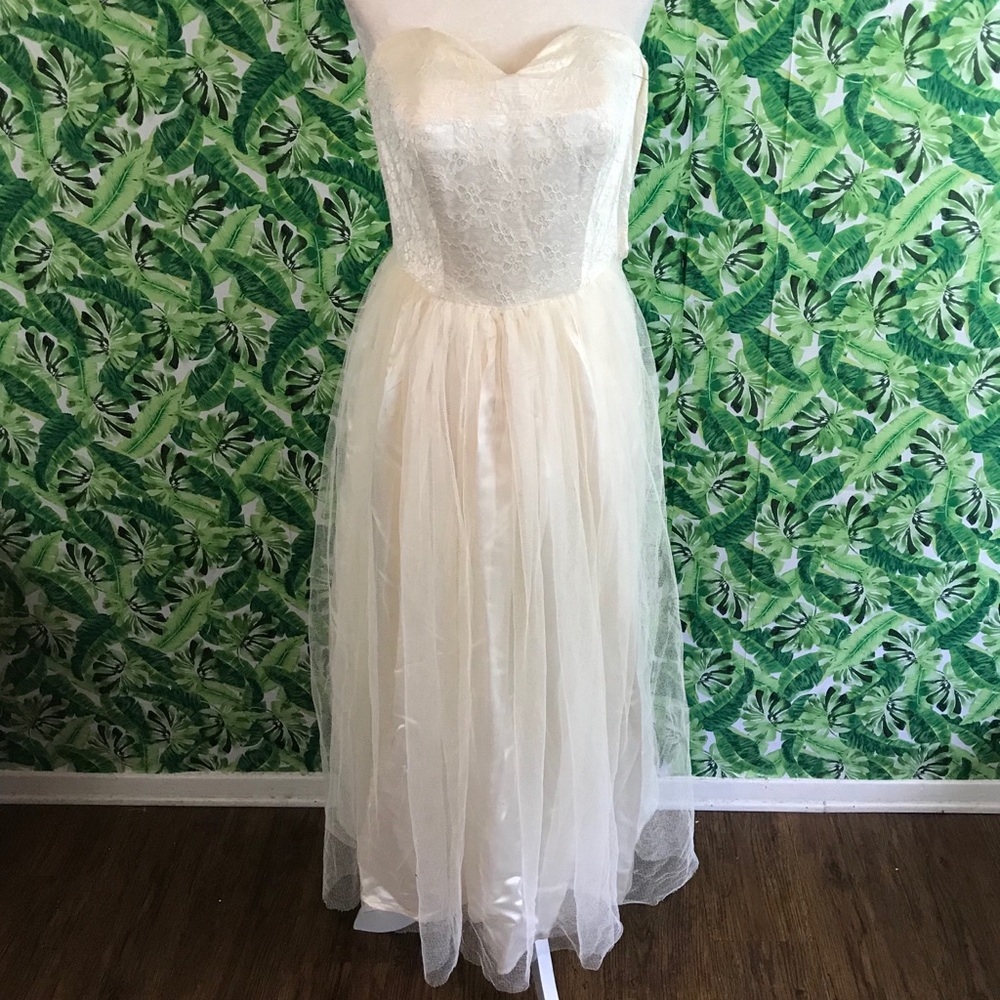 Vintage 50s tulle xs/xxs wedding dress ivory retro